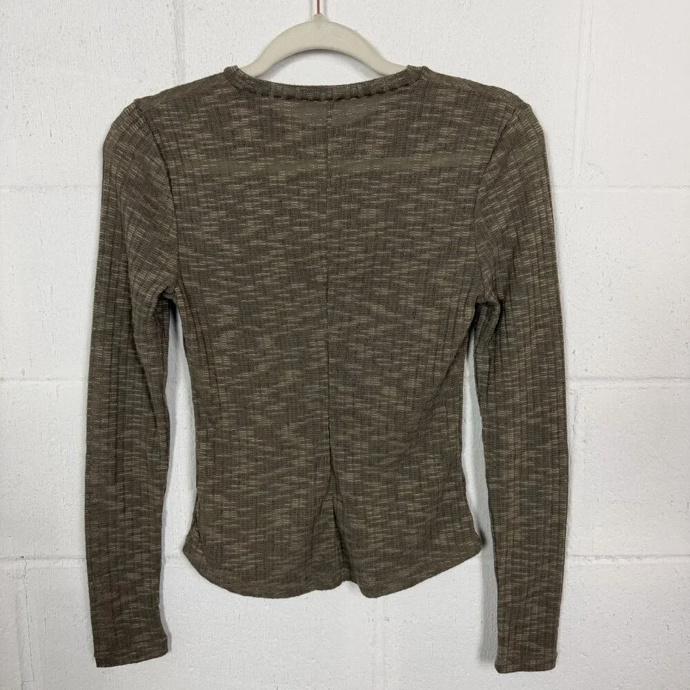Intimately Free Tee Tan Base Layer Ribbed Soft Sheer‎ Leisure Lounge Sexy XS